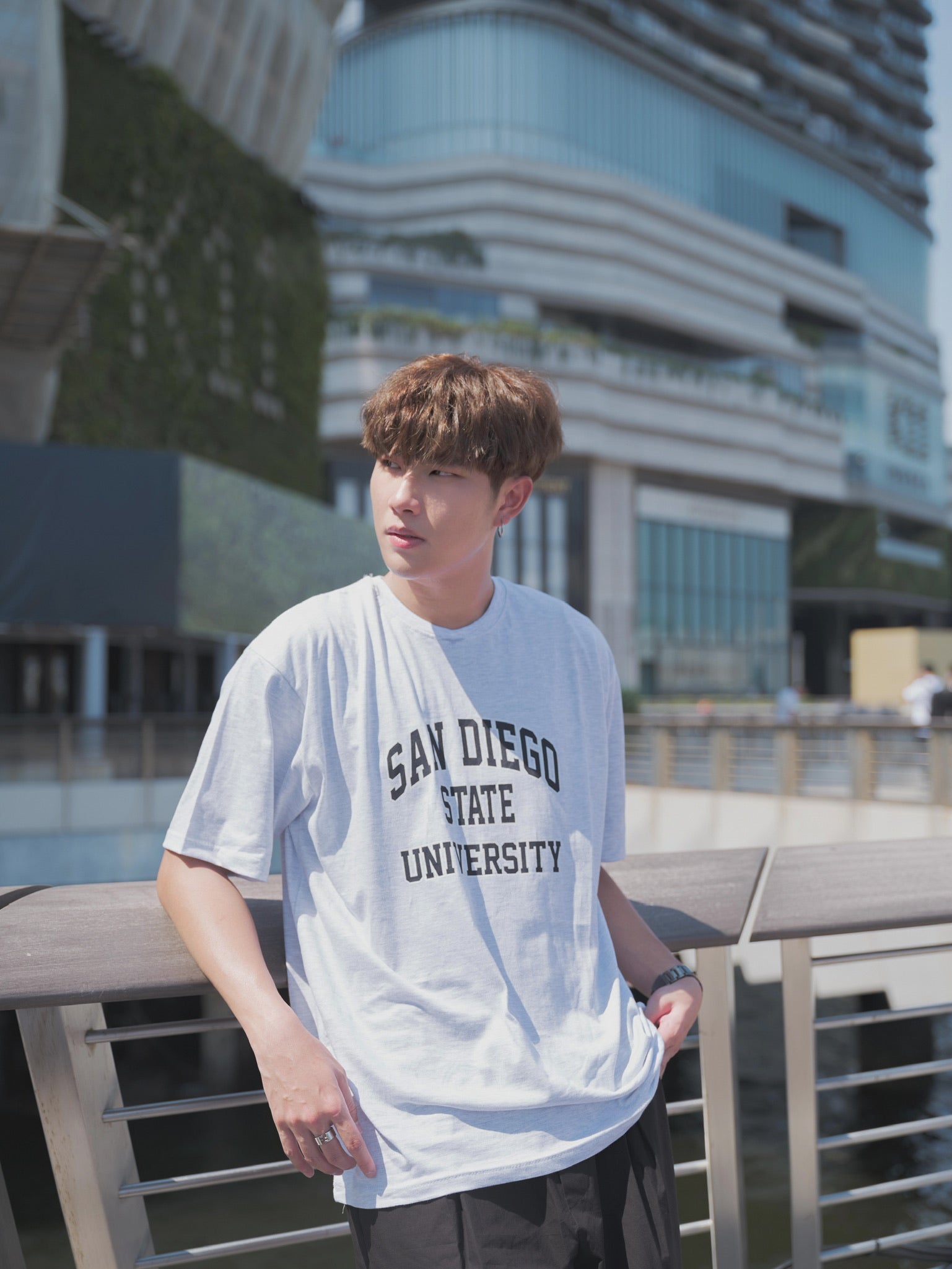 韓國男裝-淺灰短袖上衣San Diego Tee