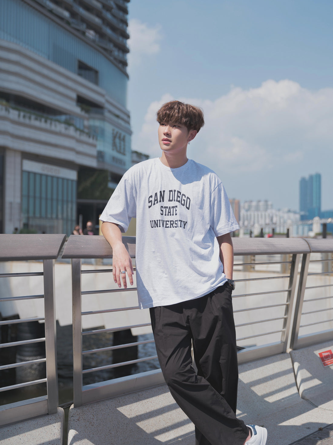 韓國男裝-淺灰短袖上衣San Diego Tee