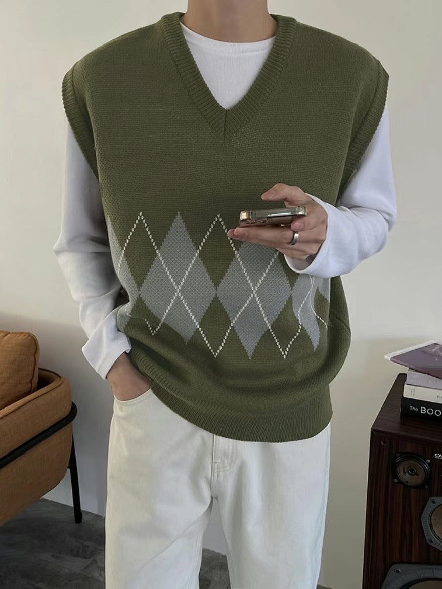 菱格針織冷背心