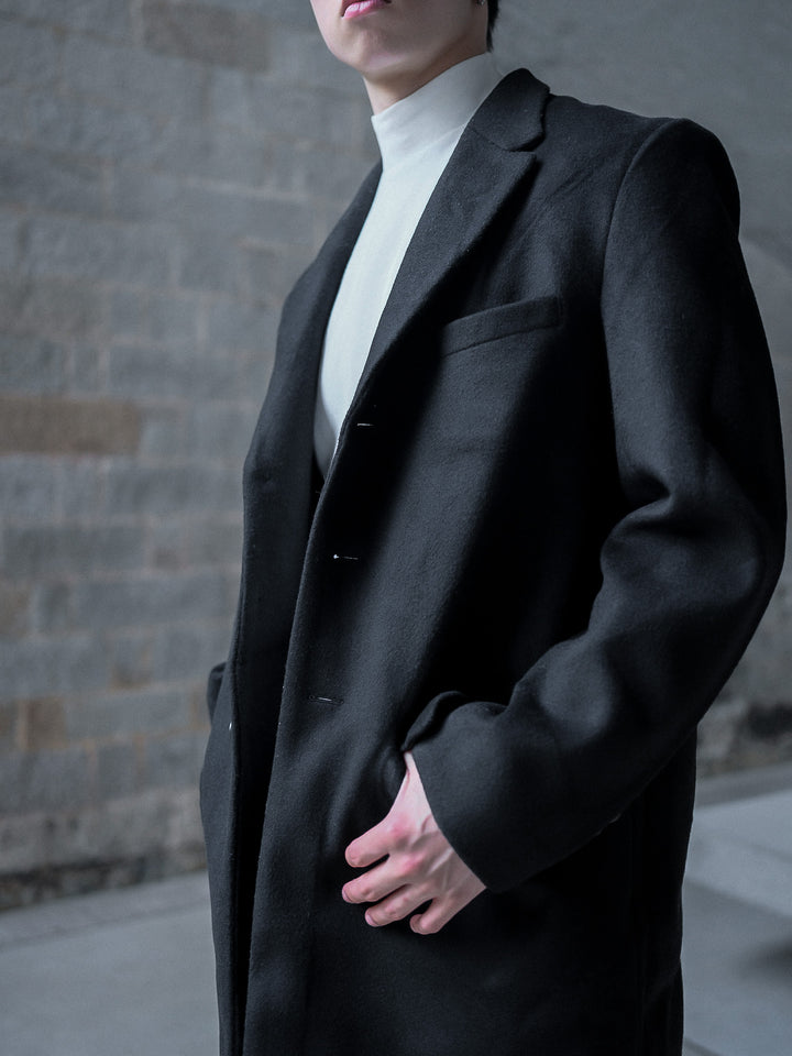 黑色羊毛大褸Black Wool Coat－韓國男裝
