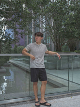 韓國男裝-白間條細針織上衣Striped Top in White