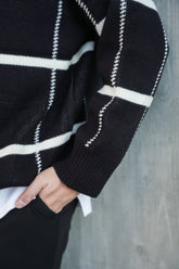 黑色格紋拉鍊上衣Check Zip Jumper in Black－韓國男裝