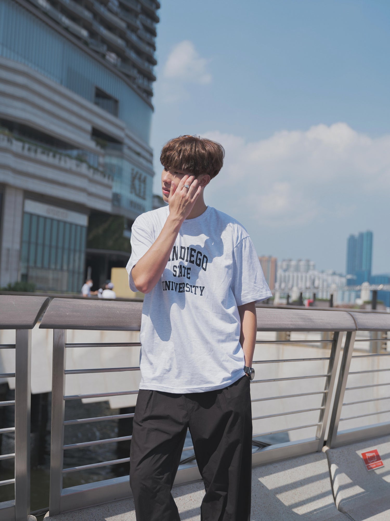 韓國男裝-淺灰短袖上衣San Diego Tee