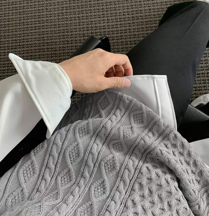 壓紋針織冷背心Cable Knit Vest－韓國男裝