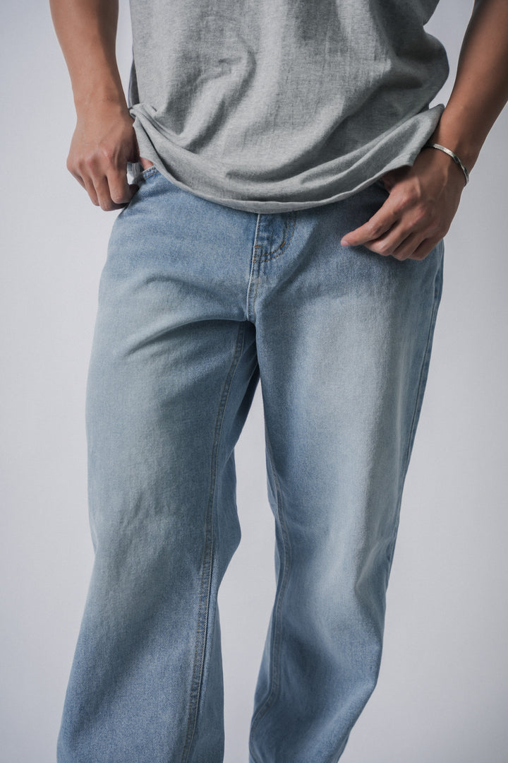 落地牛仔褲Semi Wide Fit Jeans - 韓國男裝