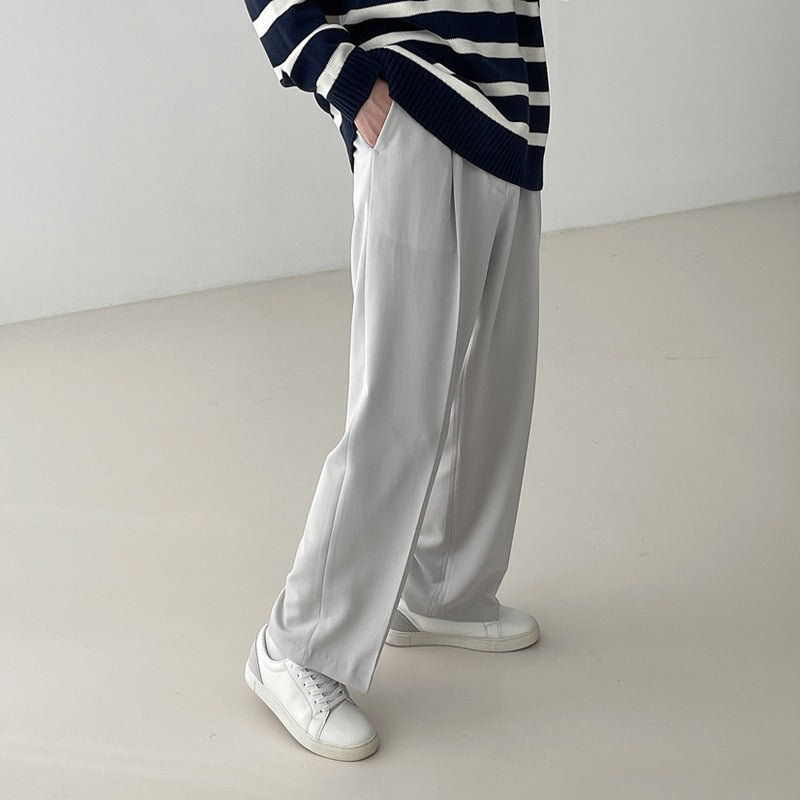 淺灰落地長褲Daily Relaxed Fit Bottom in Grey - 韓國男裝