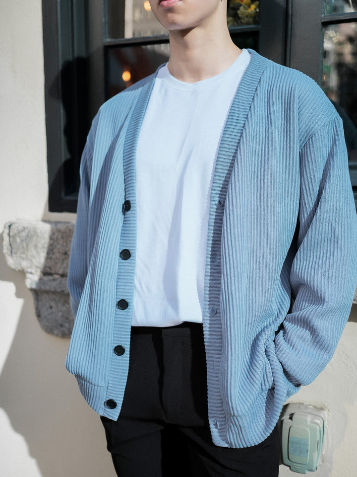 淺藍基本款外套Light Blue Basic Cardigan-韓國男裝