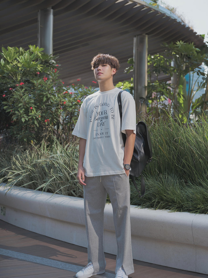 韓國男裝-落地棉質長褲Pleated Cotton Pants