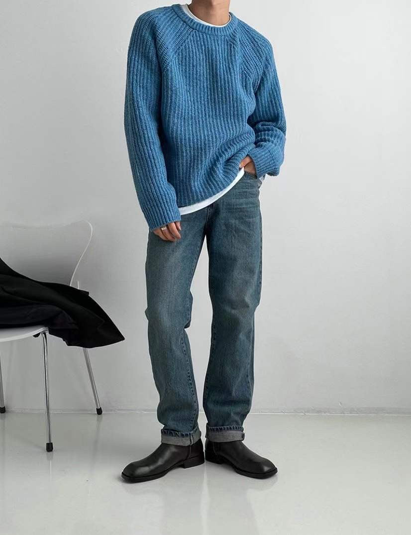 粗線針織上衣Mixed Knit Jumper－韓國男裝