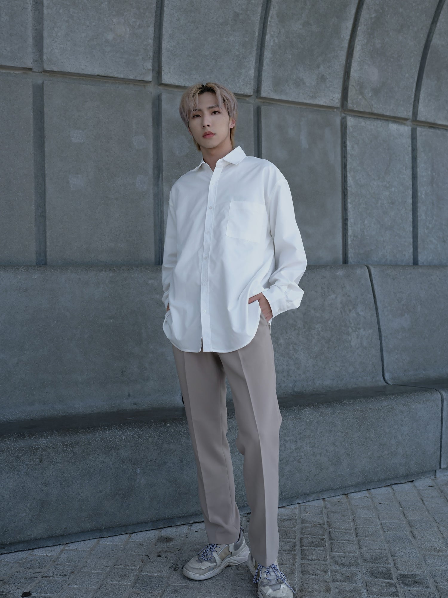 米色日常長褲Daily Beige Bottom－韓國男裝