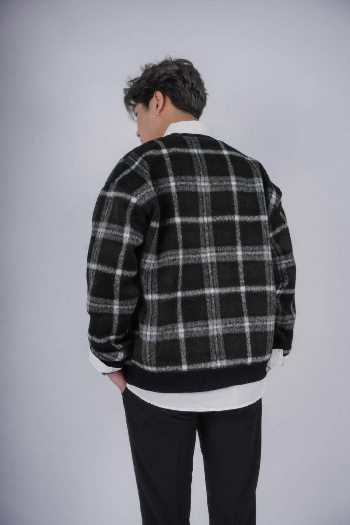 黑絨格仔上衣Checked Top In Black－韓國男裝